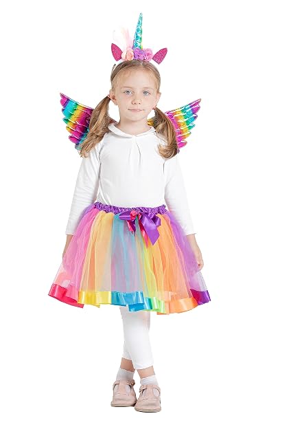 Foto 2 de 8 de Ciao- Rainbow Unicorn disguise kit (tutu skirt, wings, tiara with horn), multicolor