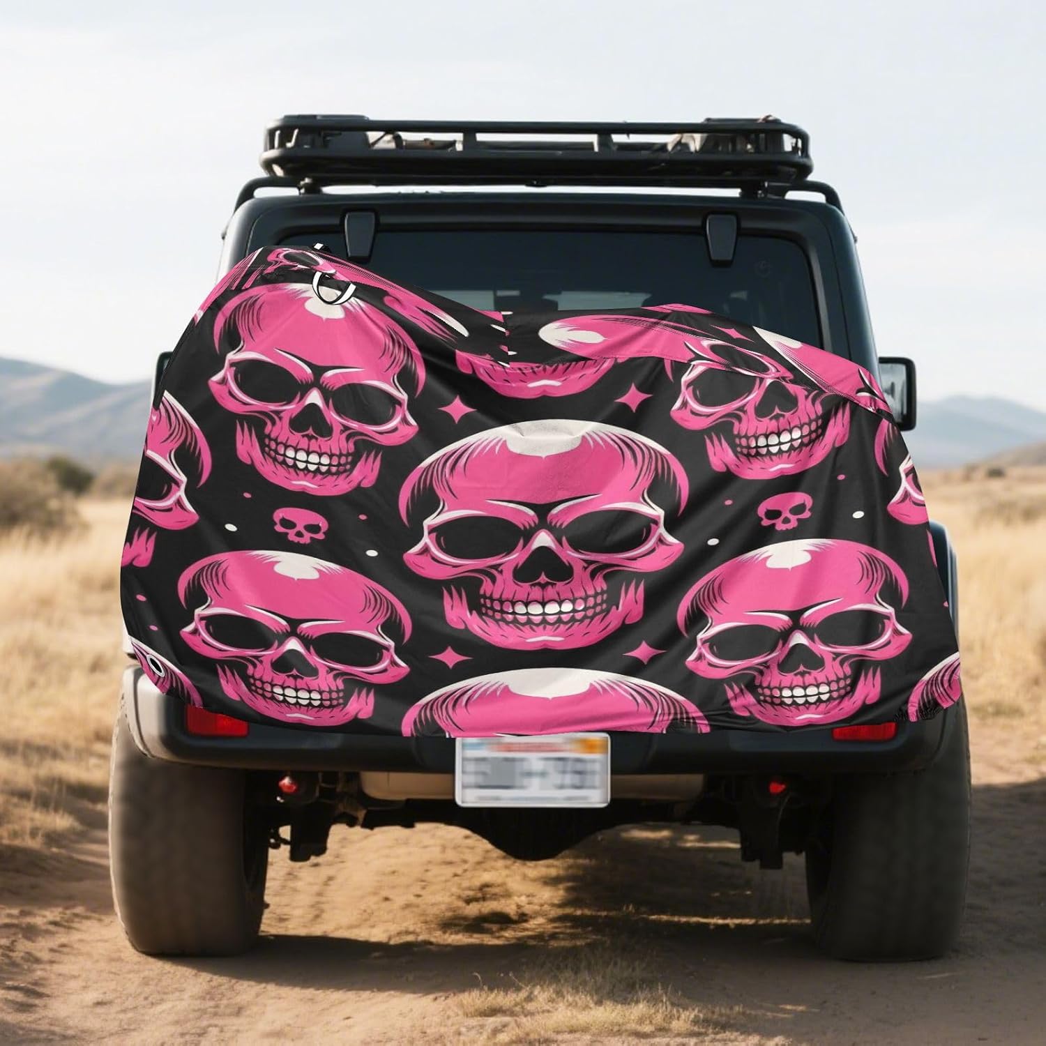 ALAZA Pink Skull Stars & Polka Dots Bike Cover Waterproof Outdoor Ebike Bicycle Covers Tarp Protection for 1/2 Bikes, Sun UV Dust Wind Proof