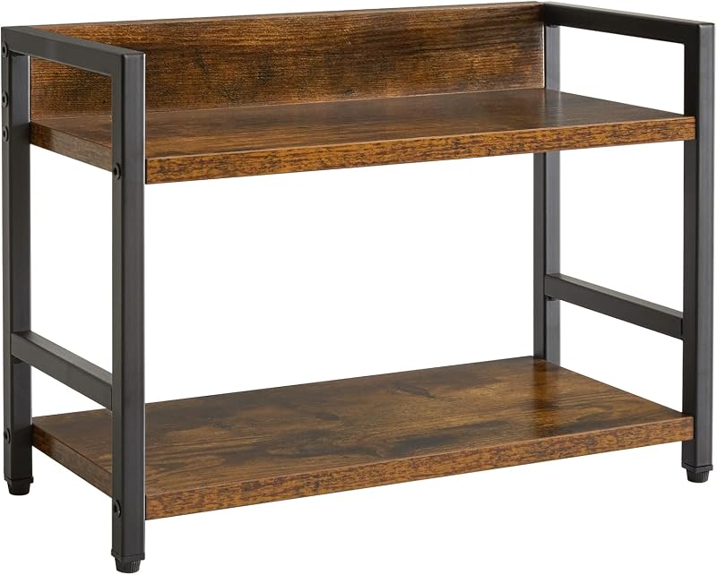 Especiero de 2 niveles,Organizador de encimera de cocina,Marrón TLJ002H | Estante de mostrador Industrial, organizador de almacenamiento de escritorio, estante de condimentos de pie para encimera, cocina, oficina, sala de estar y escritorio