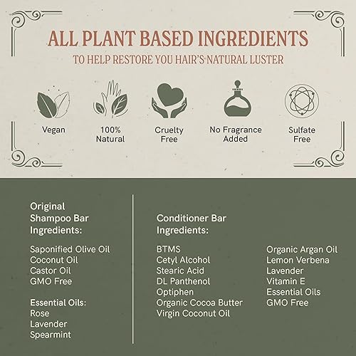 Miniatura 3 de J.R.LIGGETT'S - Barra de champú y acondicionador, acondicionador de 1.75 onzas + 2 barras de champú sólido de fórmula original de 3.5 onzas,