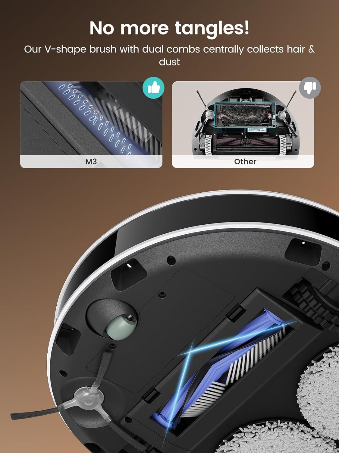 Lefant Robot Vacuum and Mop, 12000Pa Suction, 90-Day Self-Emptying, Obstacle Avoidance, Auto Mop Washing&Drying, All-in-One for Pet Hair Carpet, 5G WiFi Alexa/APP/iWatch Control, M3