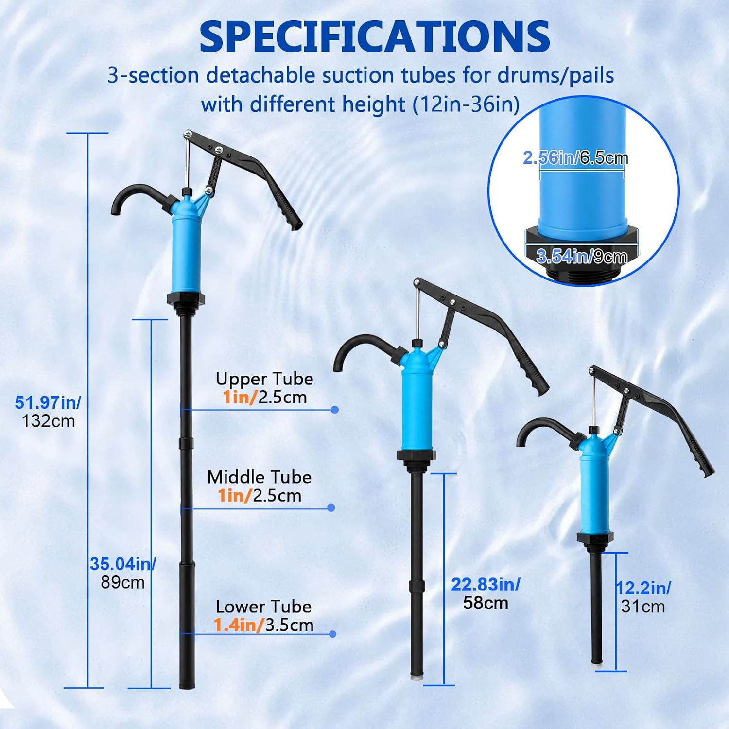 55 Gallon Drum Pump, Lever Action Barrel Pump Fits 5-55 Gallon Drums