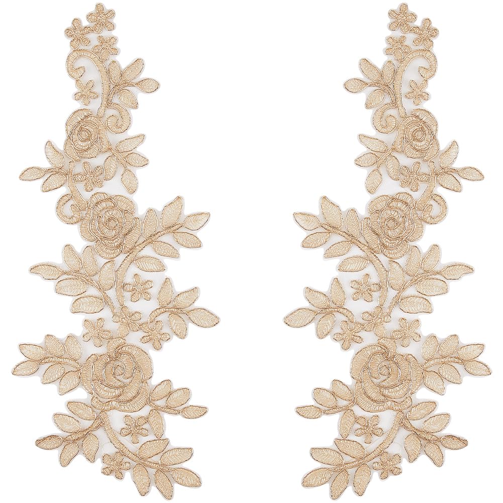 2 Pezzi Applicazioni Ricamo Fiori Peonia - Foglie Rosso E Blu, 21-32 Cm, Per Abiti Da Sera, Sposa, Decorazioni Fai Da Te