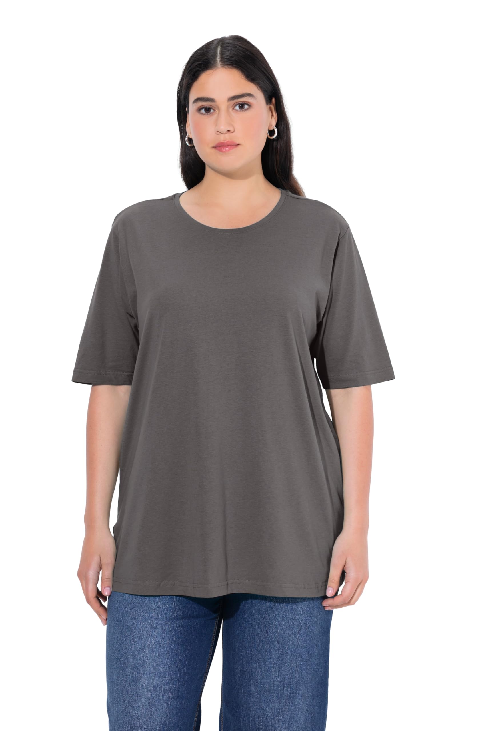 Ulla Popken Women's Basic-Shirt, Rundhals T-Shirts, Graphitgrau, 42-44