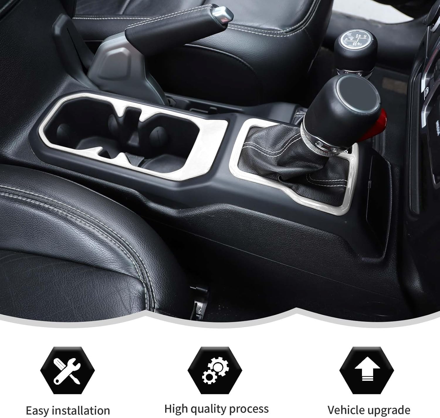 RT-TCZ Cup Holder Trim Cover Gear Shift Cover Center Console Decoration Interior Accessories Compatible with Jeep Wrangler JL JLU & Gladiator JT 2018-2024,White