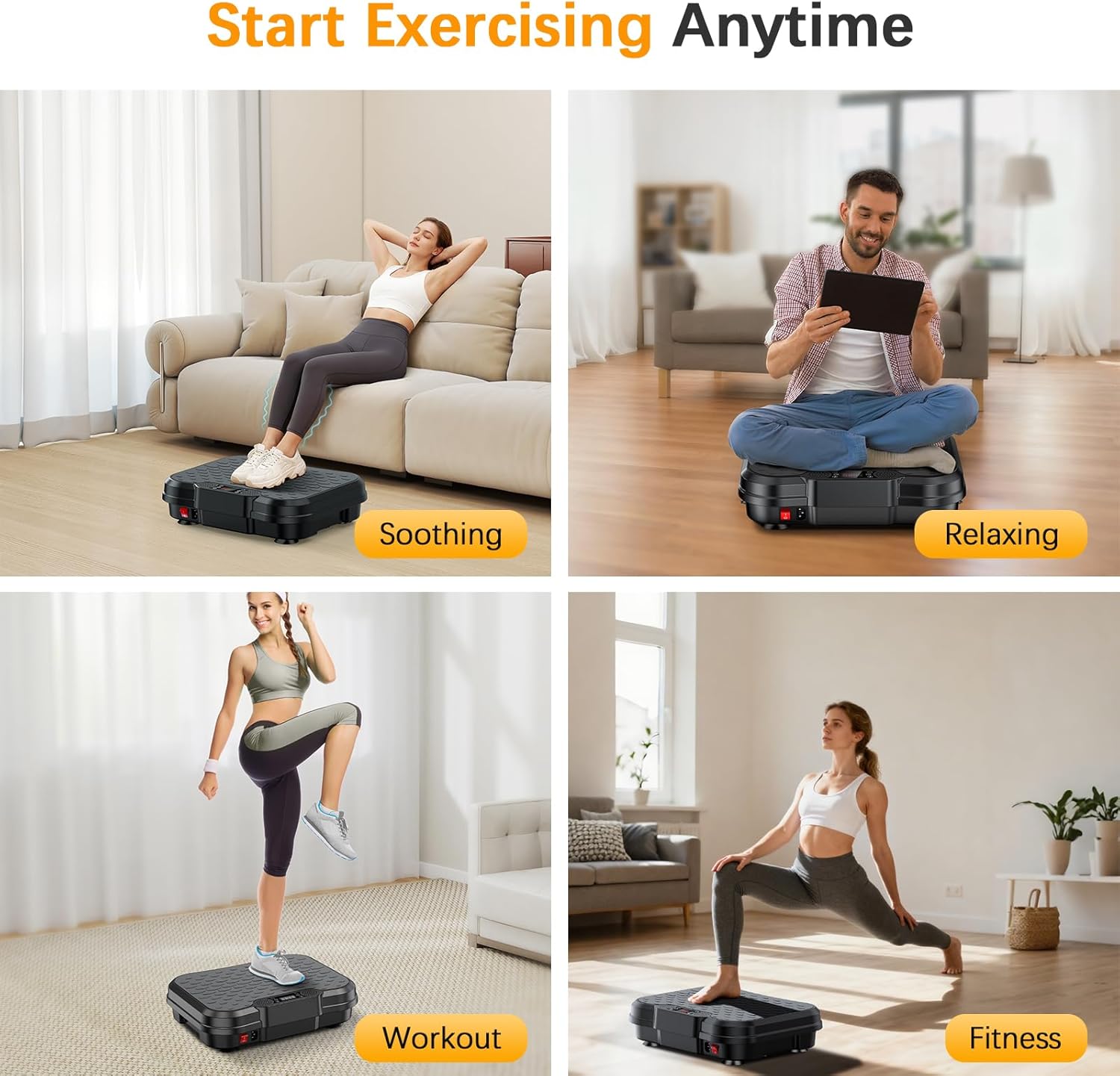 Vibration Plate Exercise Machine,Vibrating Platform for Lymphatic Drainage with 250 Speeds,450 lbs Weight Capacity,Vibrated Plates for Weight Loss,Full Body Workout Equipment for Fitness at Home