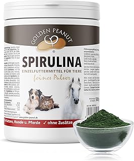 GOLDEN PEANUT Spirulina Pulver 500 g - 100% Reine Spirulina Alge für Pferd, Hund und Katze, Premium Qualität, natürliche Nährstoffversorgung
