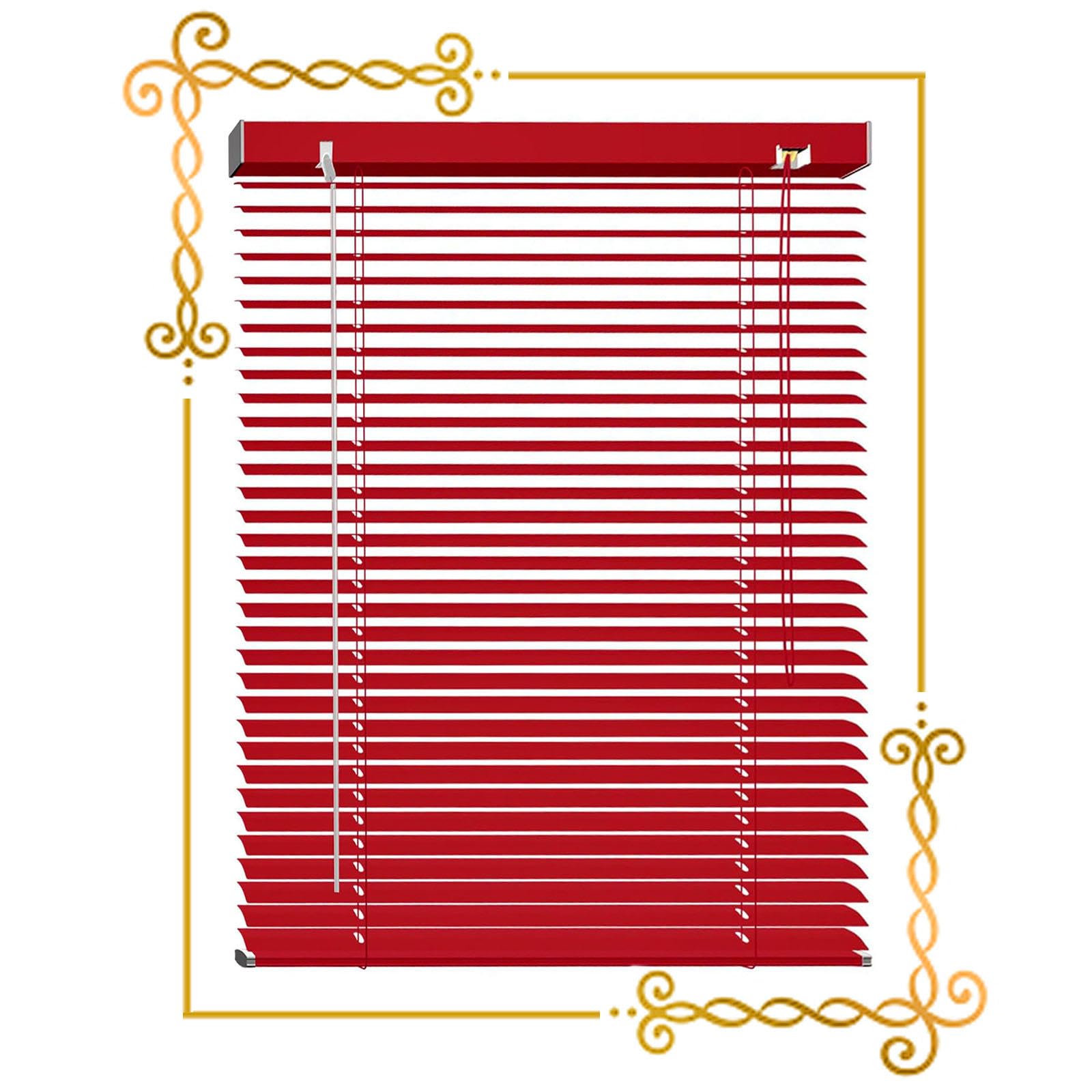 Xrdbfd Wxh Red Window Blinds, 40/60/80/100/120Cm Aluminium Venetian Blinds, Metal Window Shades, Thermal Venetian Blinds For Office/Kitchen/Balcony,-100X130cm/39.4 * 51In