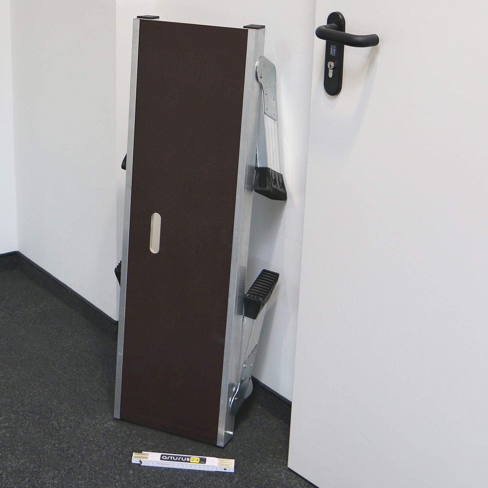 Jumbo® Plataforma de trabajo de aluminio y madera, 100 x 30 cm, altura 0,30 m, plegable, escalera, plataforma de trabajo