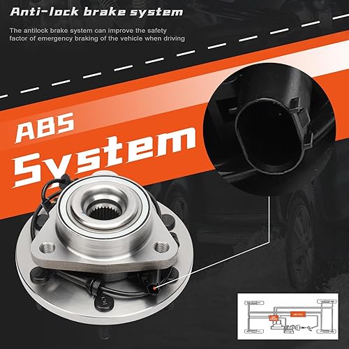 Miniatura 3 de DRIVESTAR 515155 Buje de rueda delantera y conjunto de cojinetes con ABS 6 lengüetas para Nissan Titan Armada 4WD 2012 2013 2014 2015