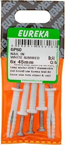 Eureka Nail-In Anchor Galvanised: Polypropylene White Rimmed Plug 5-Piece