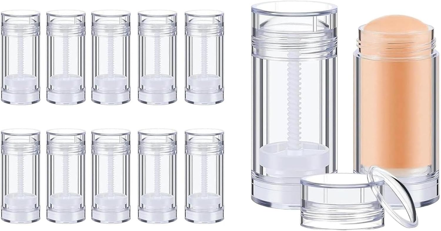 meleg otthon 3 Pcs Empty Deodorant Containers 2.5oz/75ml Twist Up Refillable Deodrant Containers Leak Proof Clear Deodorant Bottles Round Lip Balm Tubes for DIY Lipstick Crayon