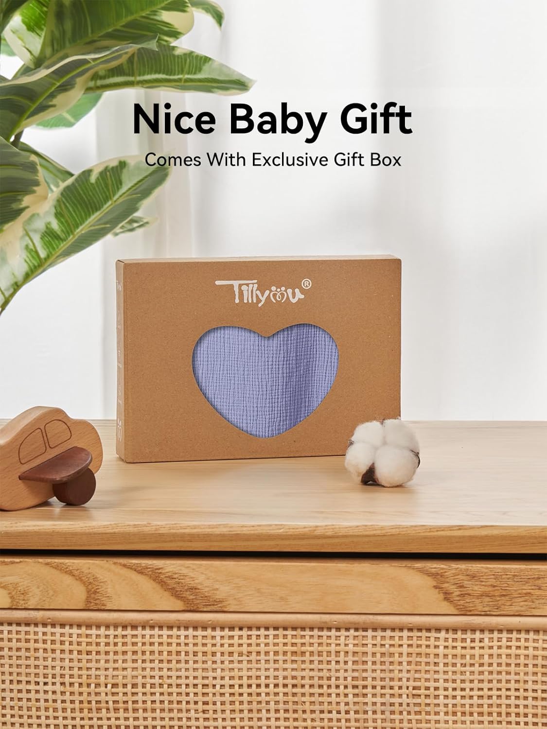 TILLYOU Baby Car Seat Cover, Breathable Muslin Cotton Infant Car Seat Cover, Lightweight Canopy with Sun and Bug Protection(Blue) - Image 5