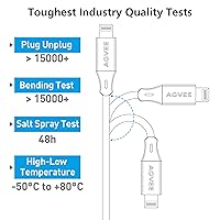Vista 4 de AGVEE Paquete de 3 cables de carga de 1.5 pies para iPhone, punta reforzada, cable de datos trenzado rápido OEM USB para iPhone 11, 10, 8, 7, 6S, 6