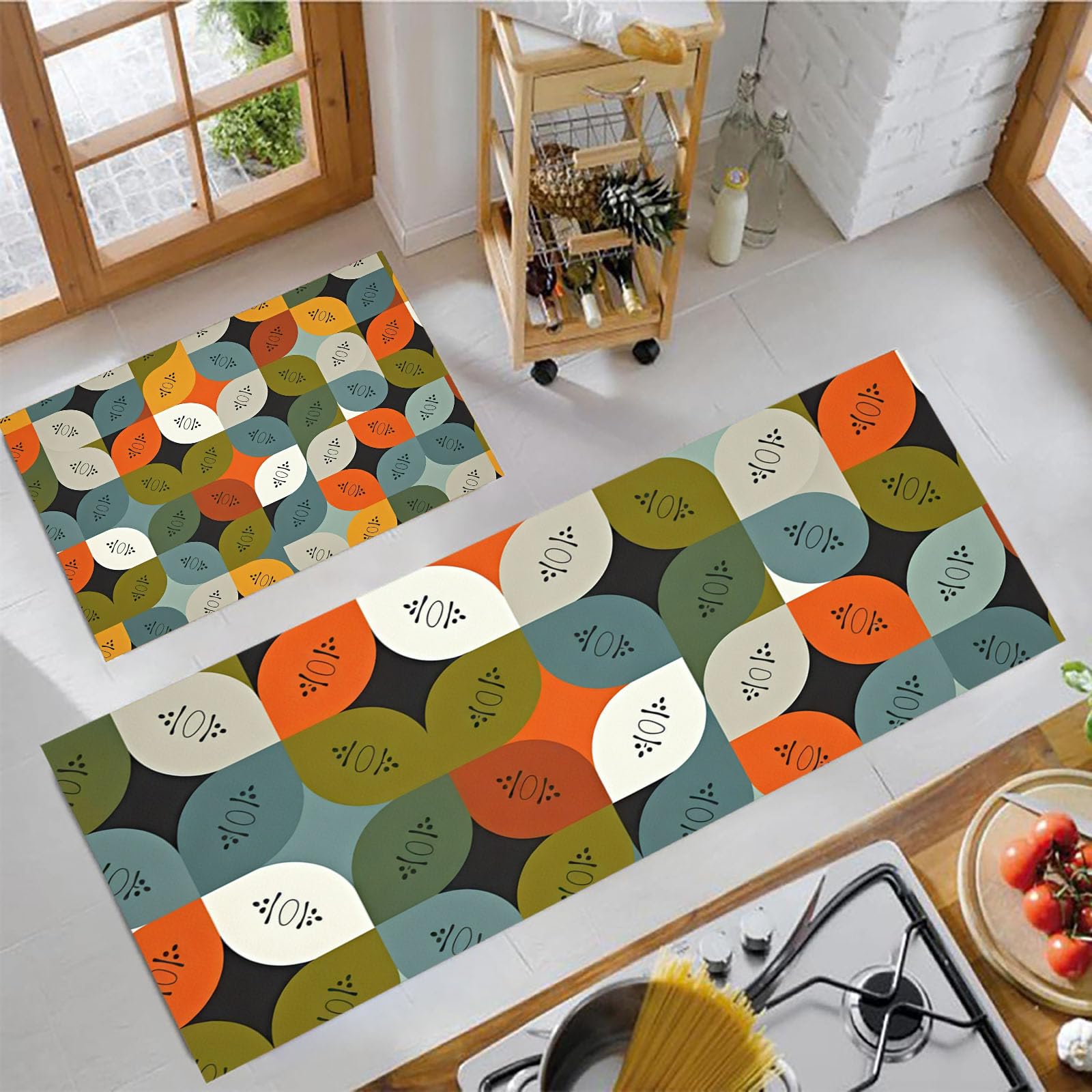 Tapis de cuisine lavable et absorbant art abstrait 43x150cm