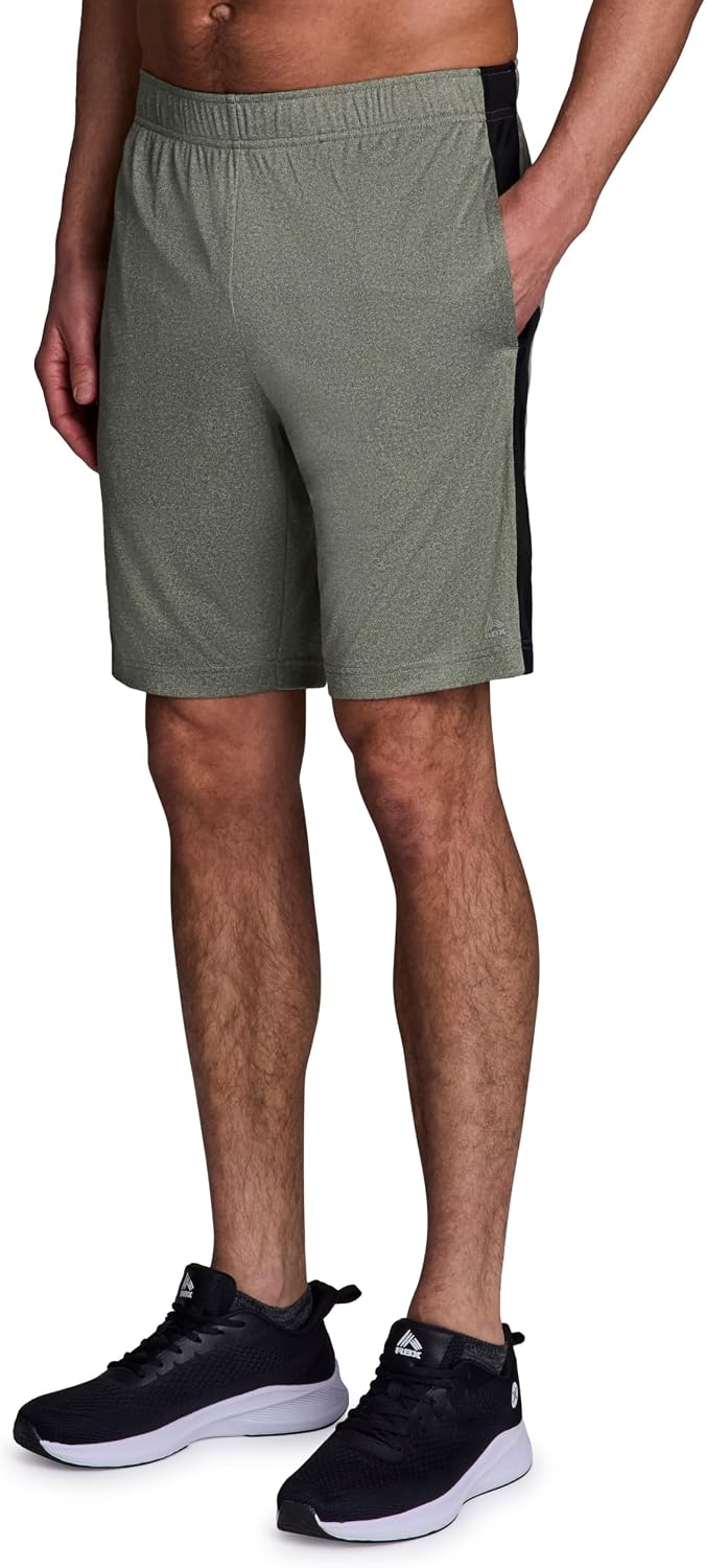 RBX Active Men's Gym Shorts, Moisture Wicking Quick Drying Jersey Running Workout Shorts with Pockets