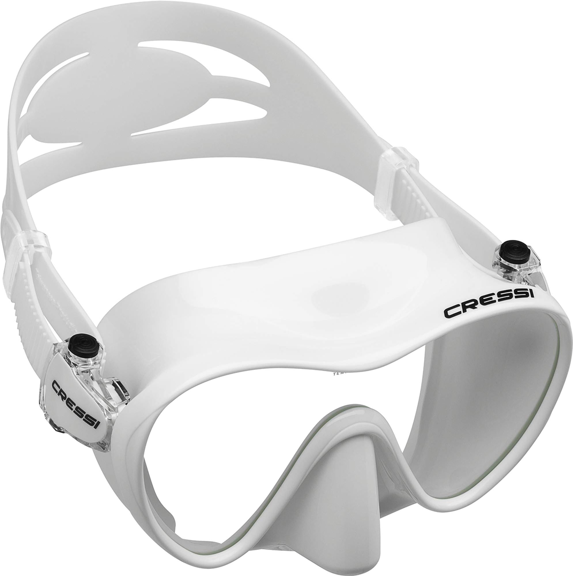 F1 Frameless Snorkeling Mask - Tempered Glass Lens - Low-Volume for Easy Clearing - Fold-Flat & Adjustable Straps