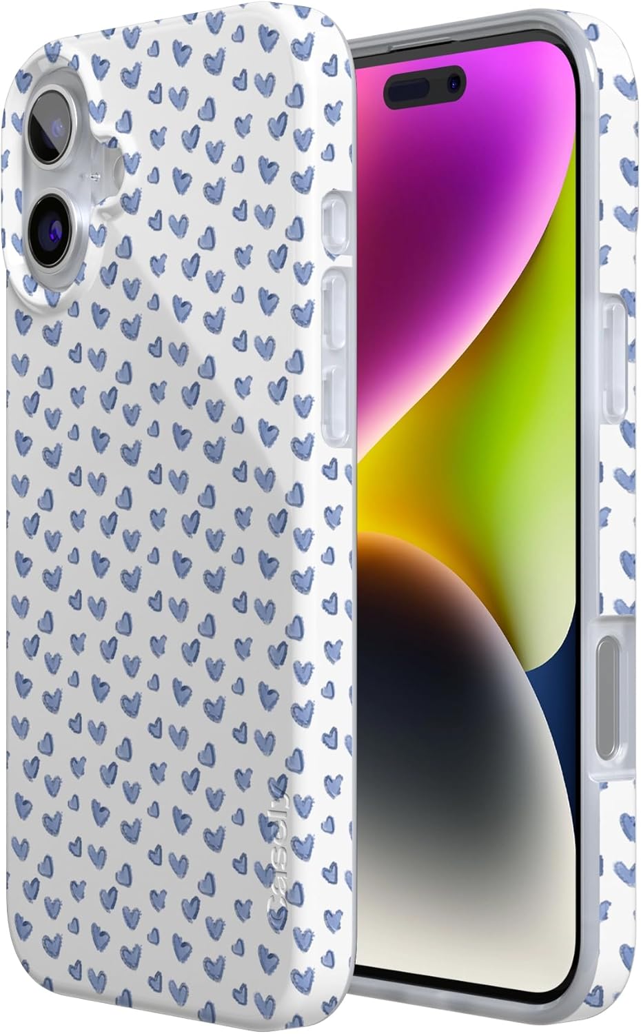 Casely iPhone 16 Case | Lovebug | Blue Hearts | Compatible with MagSafe | Classic Ultra Slim Design