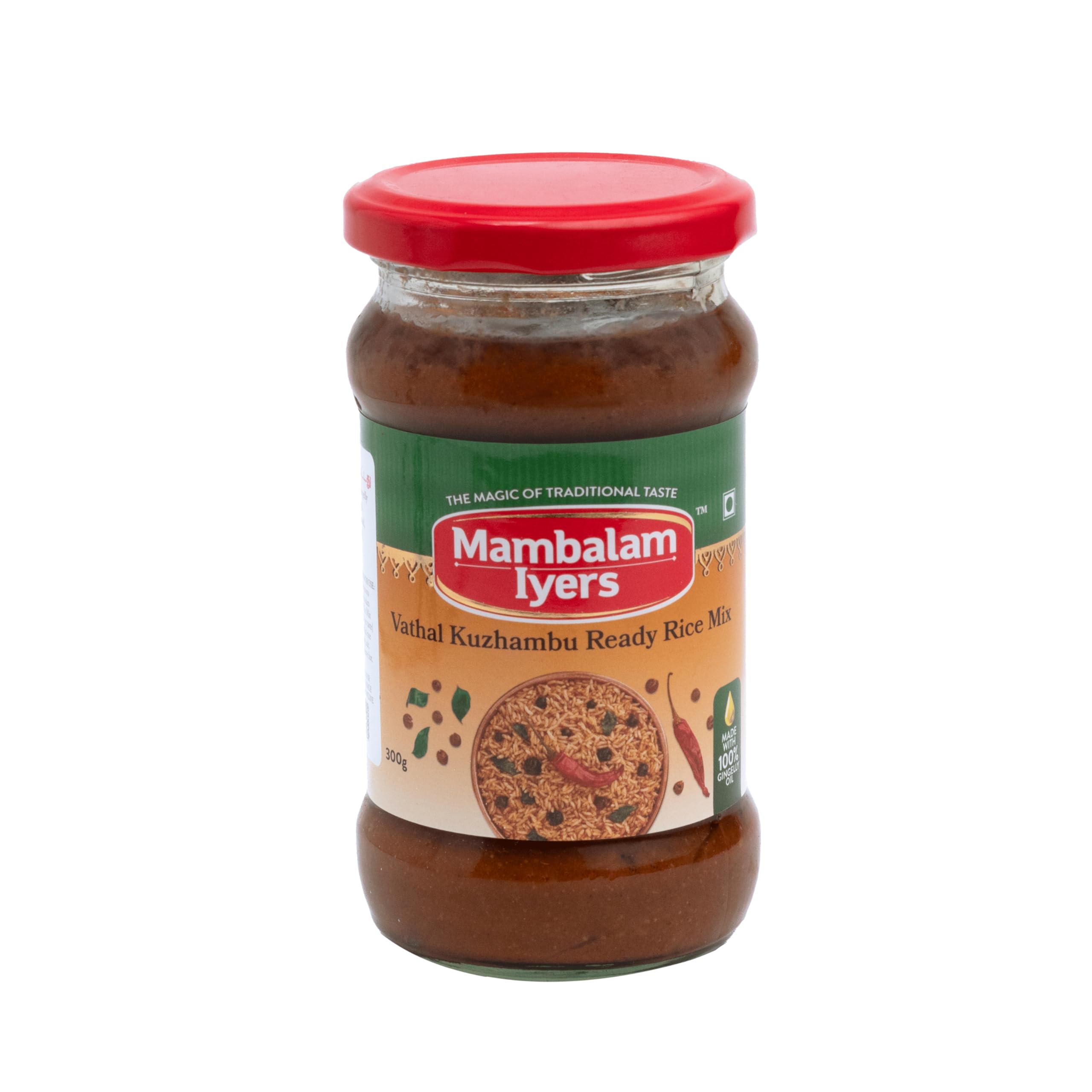 Vathal Kuzhambu Ready Rice Mix - 300g Glass bottle | South Indian Rice mixes made with 100% Gingelly Oil | Vathakuzhambu mix