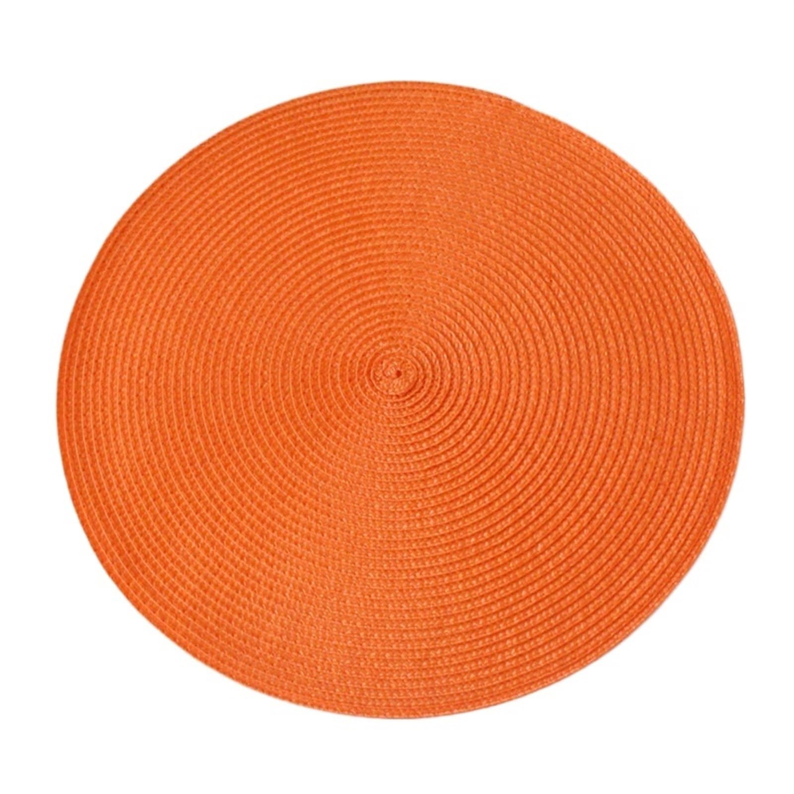 place mats for table Round Placemats For Dining Table Heat-Resistant Stain Resistant Anti-Skid Washable Cotton Woven Tableware Mat for Kitchen Restaurant Dining Table(Orange)