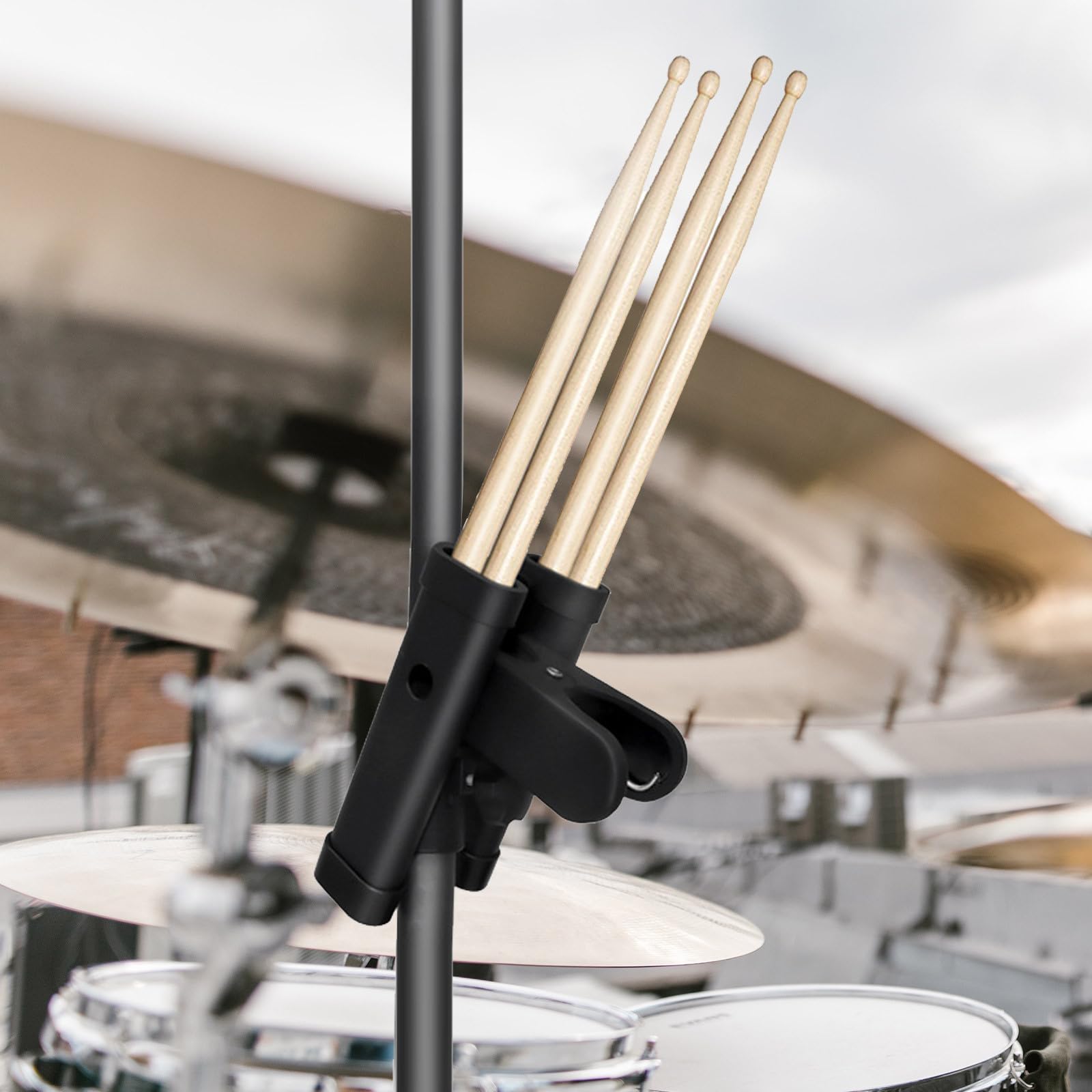 Secchio per Bacchette per Batteria in Abs Nero, Resistente All'usura Clip Grande e Stile Chic per Organizzare Bacchette e Accessori da Batteria