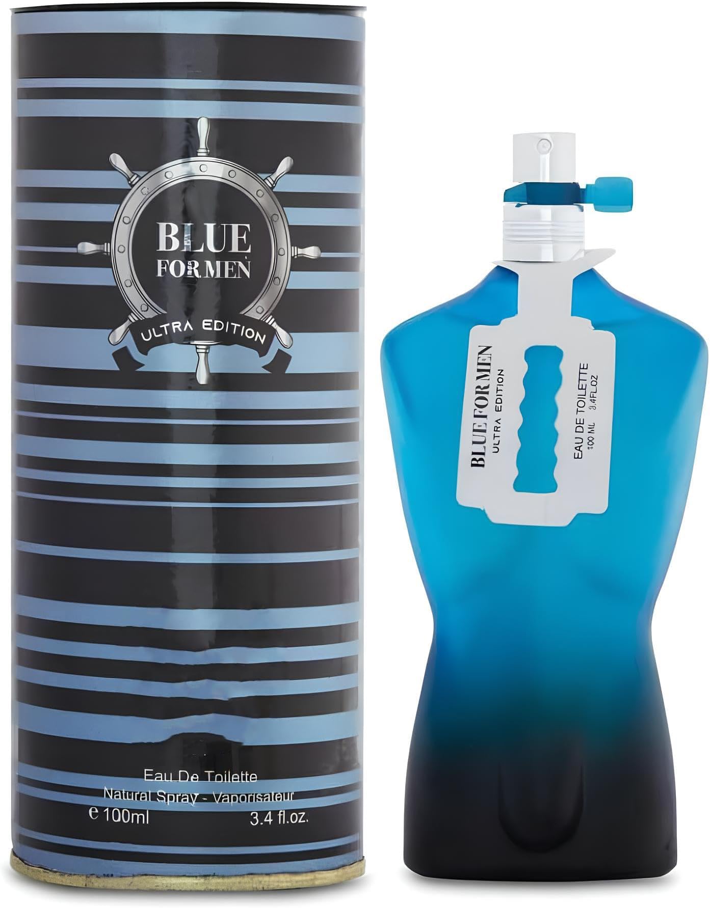 Blue For Men Ultra Sensual Woody Fragrance for Men | Long Lasting Cologne Aromatic Scent, Eau de Parfum Natural Spray - Great Holiday Gift, 3.4 Fl Oz/100 Ml