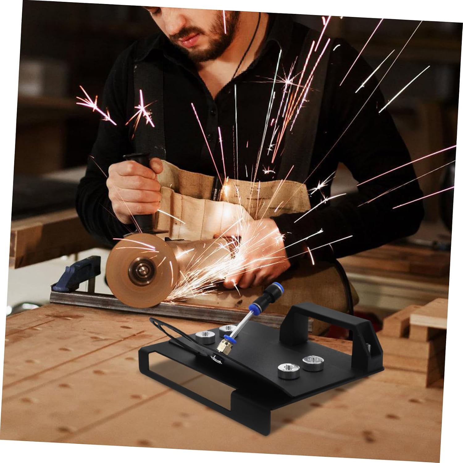 GLEAVI 45degree Angle Grinder Stand for Tile Chamfering Holder Portable Dust Control Bracket for Angle Grinders Durable Construction for Precision Cutting