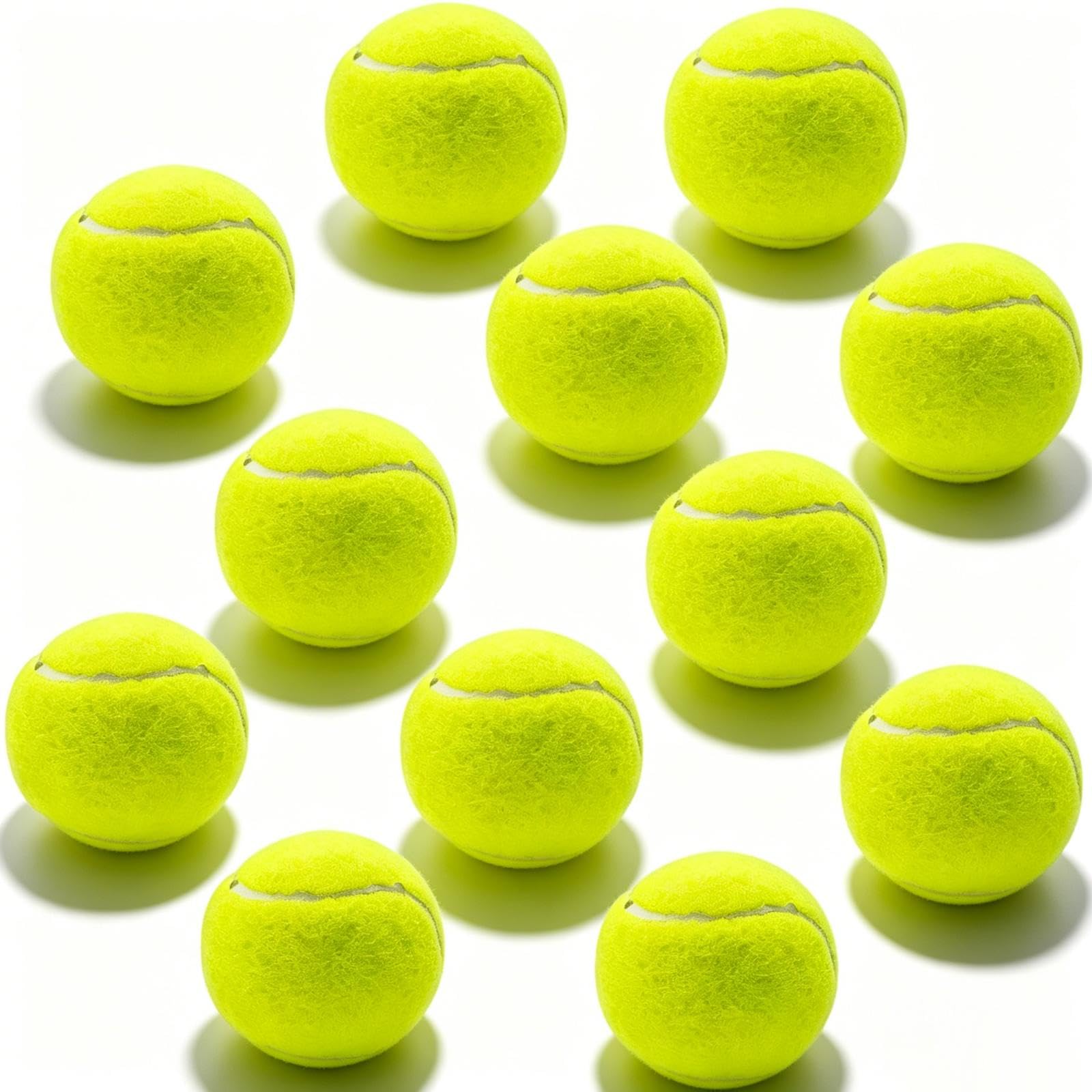 Balles de Tennis Jaune 12 Pièces pour Entraînement Débutants Adultes Enfants Chiens