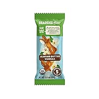 Vista 3 de Bearded Brothers, Barras energéticas orgánicas veganas de proteínas, mantequilla de almendra y vainilla (paquete de 12) – Sin gluten, paleo, fibra