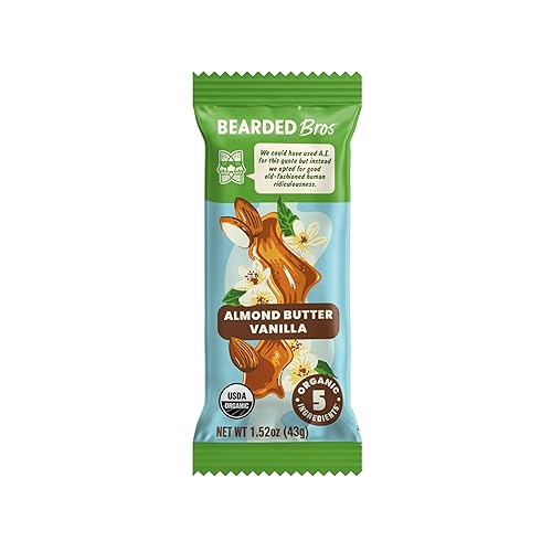 Miniatura 3 de Bearded Brothers, Barras energéticas orgánicas veganas de proteínas, mantequilla de almendra y vainilla (paquete de 12)  Sin gluten, paleo, fibra,