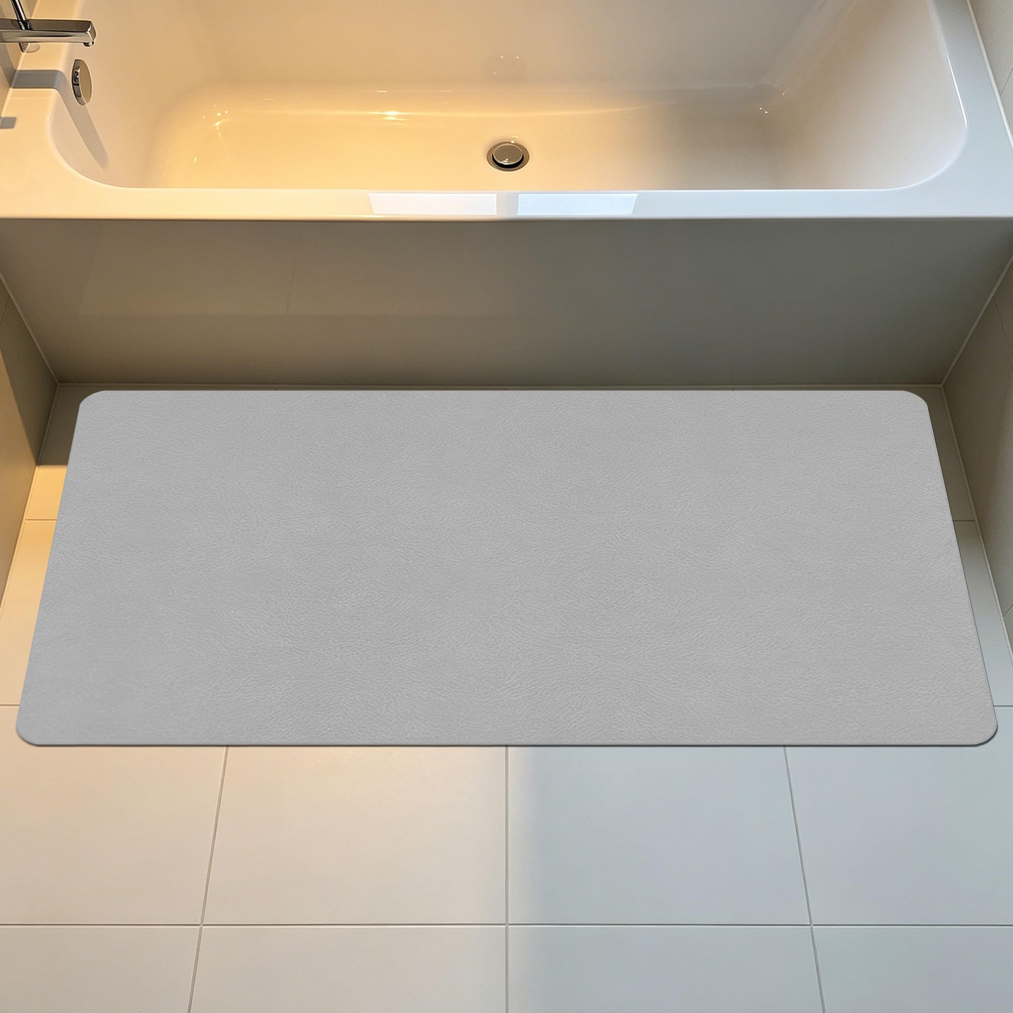 Alfombra Diatomita Baño 105 x 105 cm Super Absorbente Alfombra Baño Antideslizante Higiénico y Funcional para Bañera, Ducha, Cuarto de y Cocina, Gris Claro