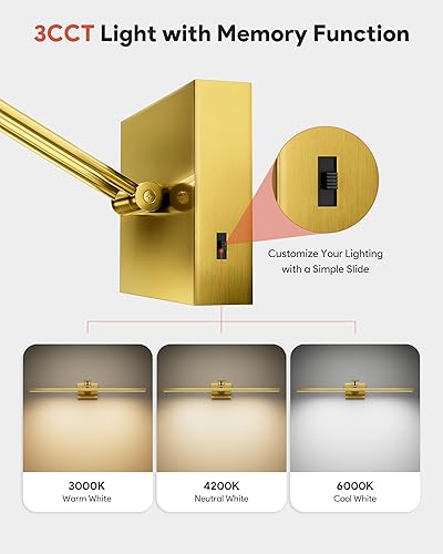 Miniatura 2 de VONLUCE 3CCT - Lámpara LED de tocador de baño de 30 pulgadas, luces LED modernas de tocador con brazo giratorio de 360, lámpara de baño de 11.4 W