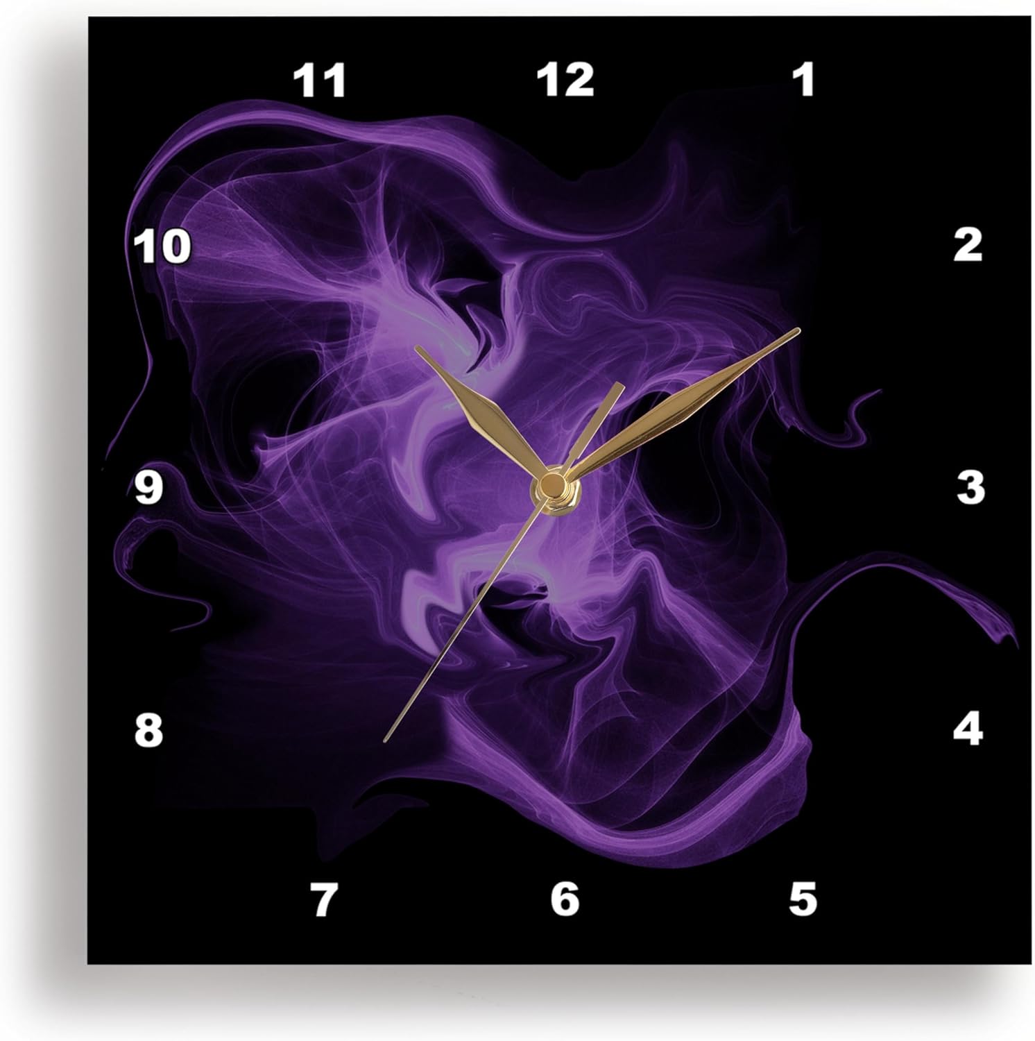 3dRose Wall Clock Silent - 10 inch - Abstract Fractal Design in Purple and Black - Art Illustration