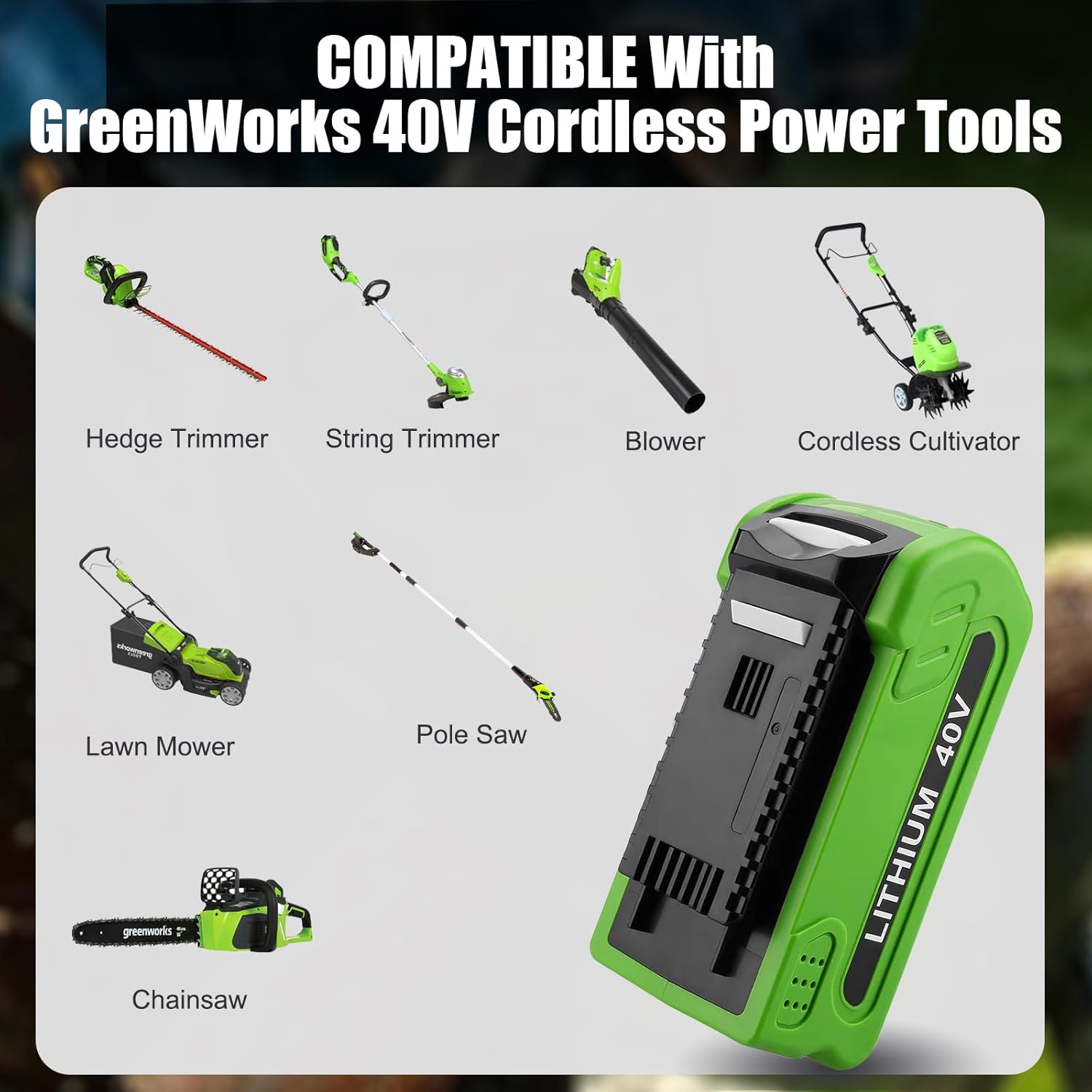 Amityke 2-Pack 40V 4.0Ah Lithium Battery Replacement for Greenworks 40V Battery and Charger Kit (Dual-Port Charger with USB Port)，Compatible with Greenworks 40 Volt G-MAX Cordless Power Tools