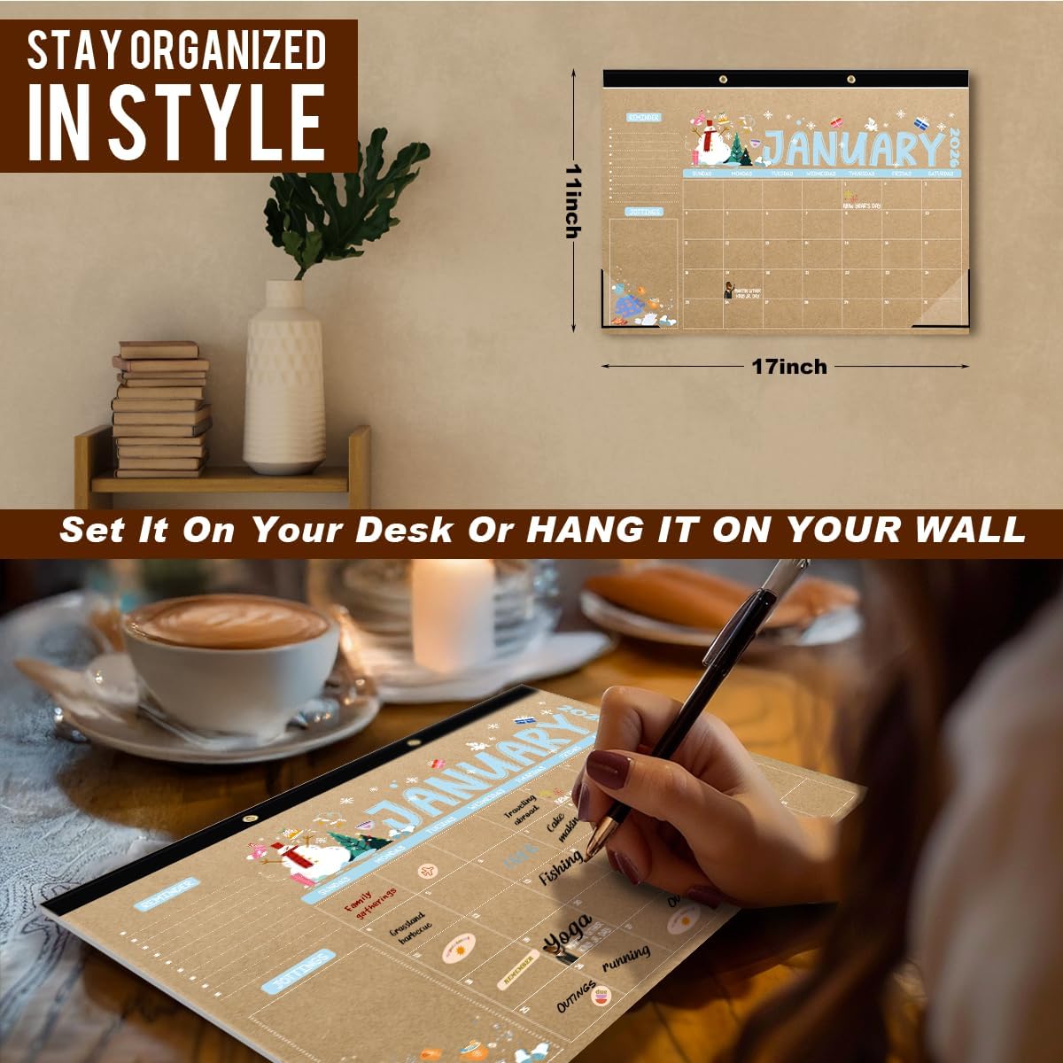 2025-2026 Teacher Desk Calendar | 15-Month (Oct 2025 - Dec 2026) Large 17×11 Inches | Monthly Desktop Planner for Classroom, Home & Office | Bonus Holiday Planner Stickers thumbnail