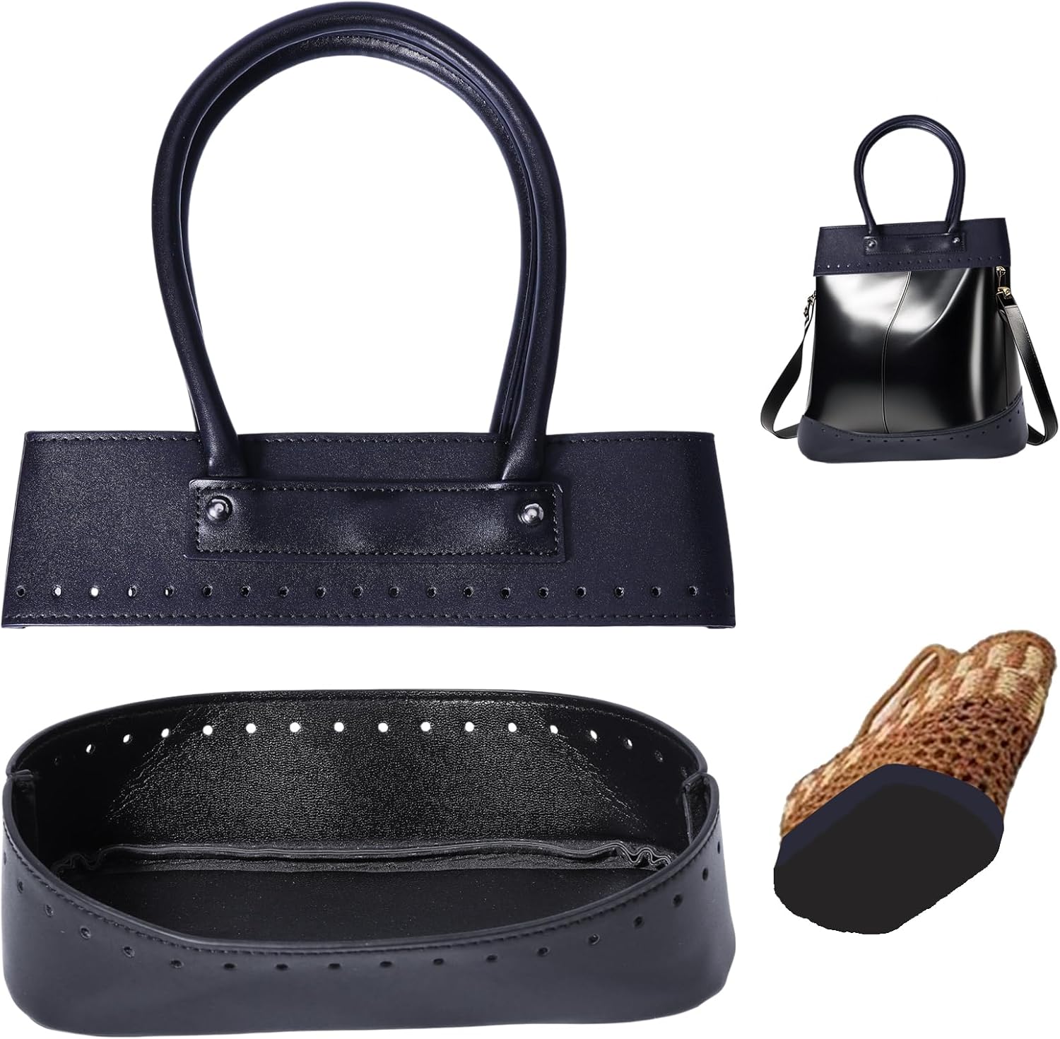 beinkmake PU Leather Handbag Making Kits Knitting Crochet Bags Bottom Shaper Bag Handle with Holes Set for DIY Purse Wallet Shoulder Tote Bags Backpack Making Repairing