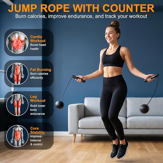 RYACO Ropeless Battle Ropes for Home Gym Heavy Duty Portable Cordless Battle Ropes for HIIT,Strength& Low-Impact Aerobic Training for Men & Women,Equipped with Detachable Weight Rings, Counting Jump Ropes , Black