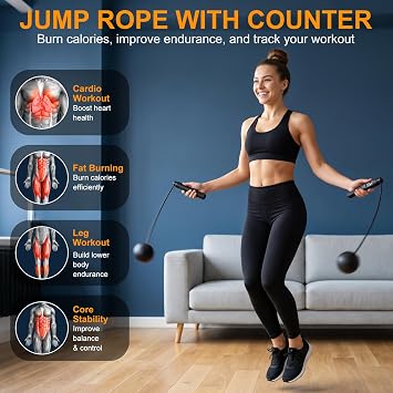 RYACO Ropeless Battle Ropes for Home Gym Heavy Duty Portable Cordless Battle Ropes for HIIT,Strength& Low-Impact Aerobic Training for Men & Women,Equipped with Detachable Weight Rings, Counting Jump Ropes , Black