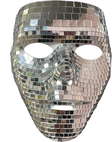 Shop Love Máscara facial con purpurina de bola de discoteca, máscara musical con purpurina para adultos, máscaras anónimas geniales para fiestas de