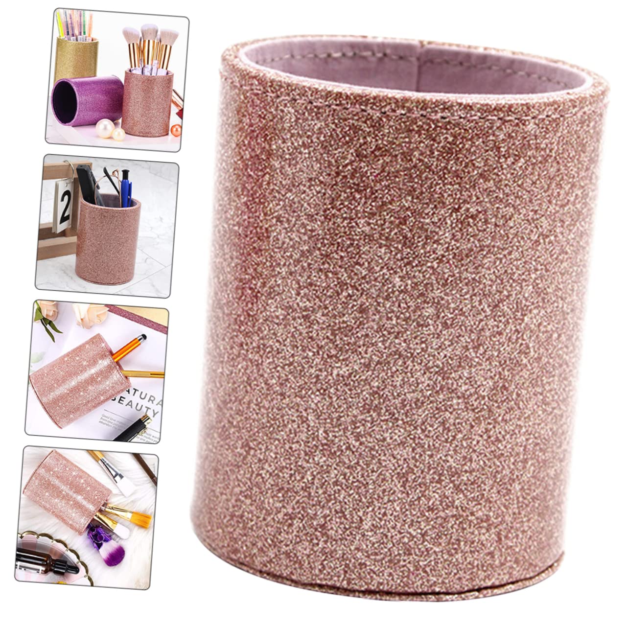 Ciieeo 4stücke Pu Leder Stiftehalter Mit Glitzer Multifunktionale Aufbewahrung Für Stifte Pinsel Und Kosmetik Für Schreibtisch Und Make-up Zartem