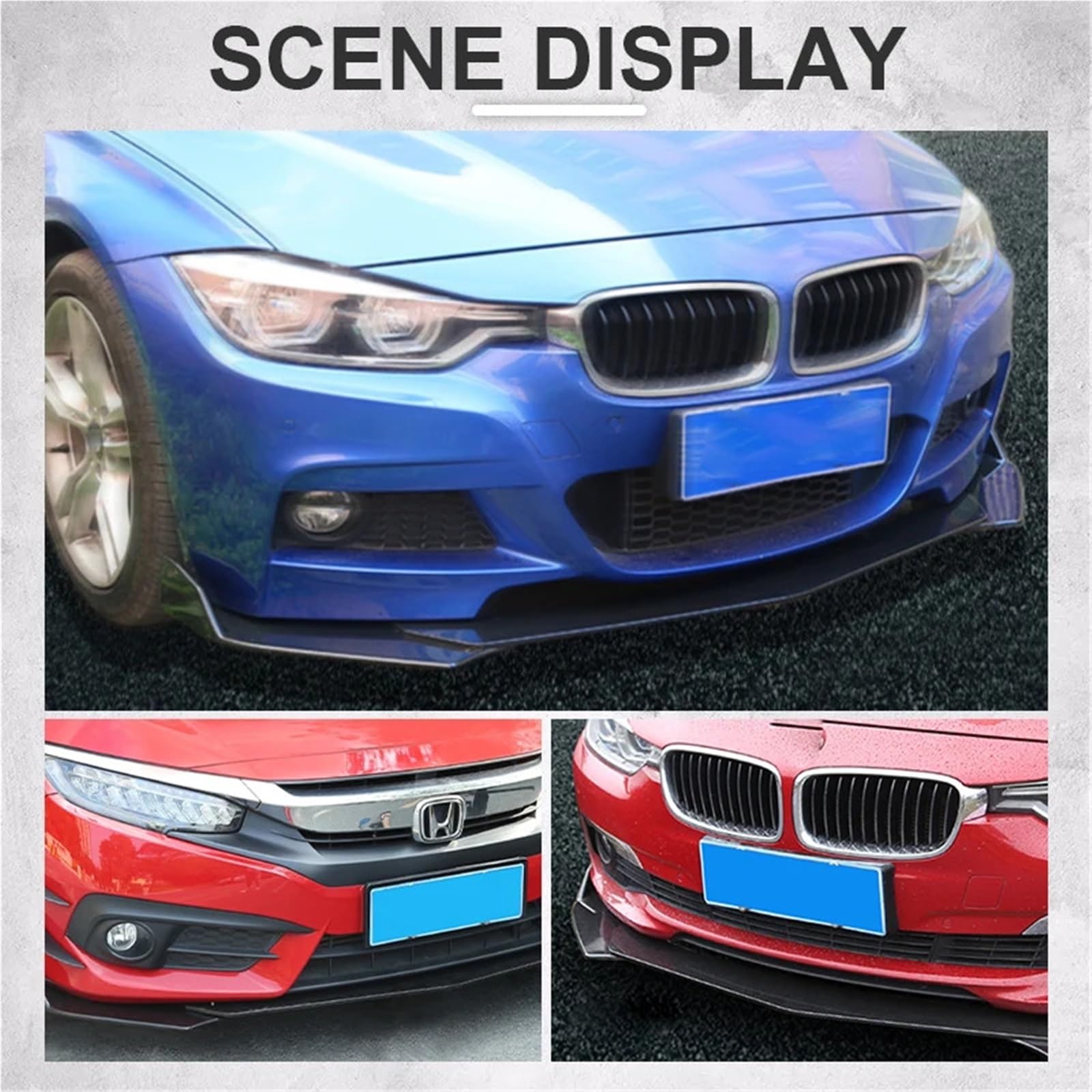 spoiler samochód warga ochronna 5 szt./zestaw ulepszonych łopat do przedniego zderzaka ze stopniowaną konstrukcją, materiał ABS(5Pcs Bright Black)