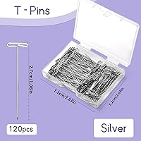 Vista 2 de Alfileres en T de 1 pulgada, 120 piezas de alfileres de costura para pelucas, bloqueo de tejido, modelado, fabricación de pelucas y manualidades