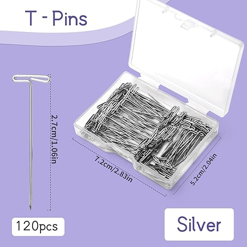 Miniatura 2 de Alfileres en T de 1 pulgada, 120 piezas de alfileres de costura para pelucas, bloqueo de tejido, modelado, fabricación de pelucas y manualidades