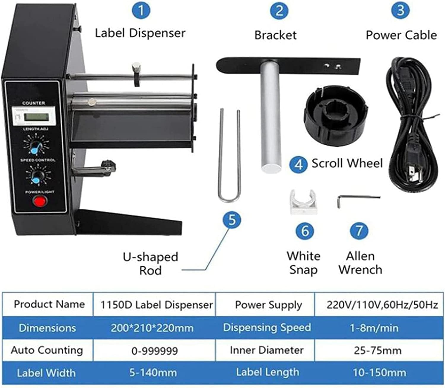 Automatic Label Dispenser Automatic Counting Label Remover Adjustable Speed ​​Label Separator Tape Separator for Paper Labels