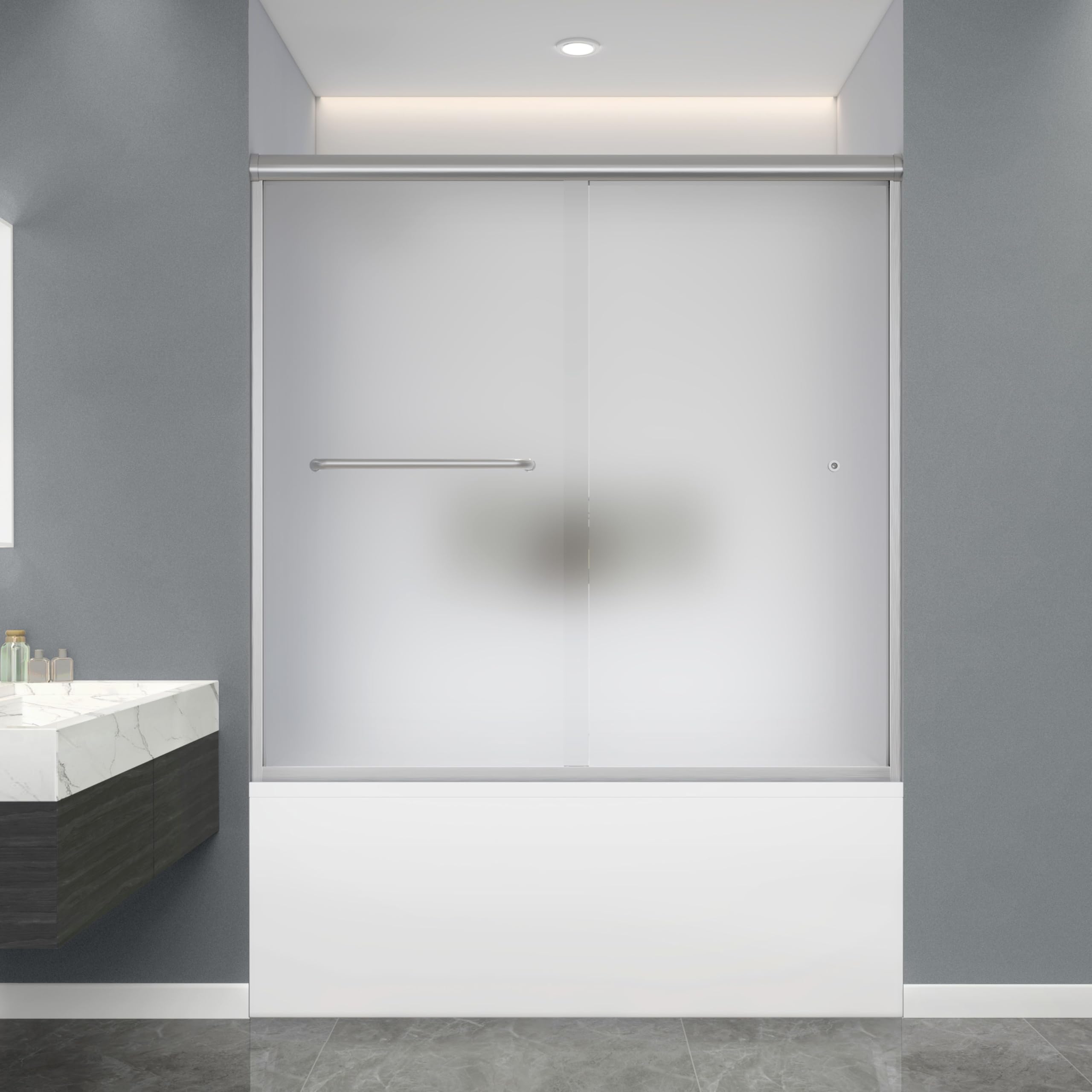 FELYL Frosted Sliding Bathtub Shower Door