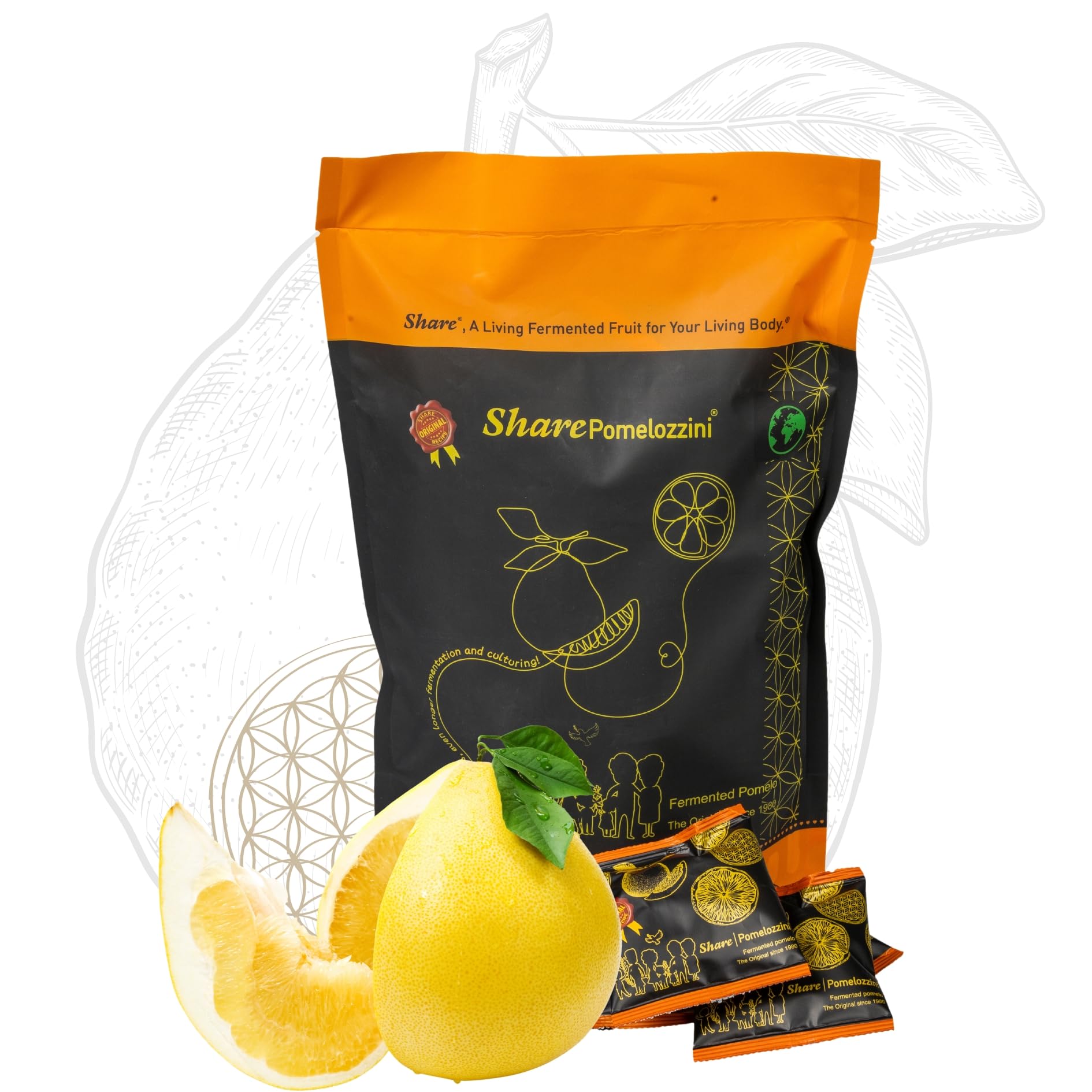 Share Pomelozzini 170g | Pomelo original fermentado de forma natural, duración de la fermentación de al menos 30 meses, pomelo fermentado, Share Swiss AG