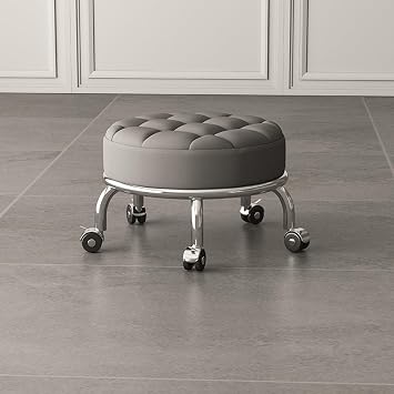 Roller Seat, Work Chair, With Casters, PU Leather, Entrance Bench, Sit, Low, Round, Rolling Stool, Low, Gardening, Low Work, 360  Rotation Wheel, Scandinavia, Water Repellent, High Resilience,