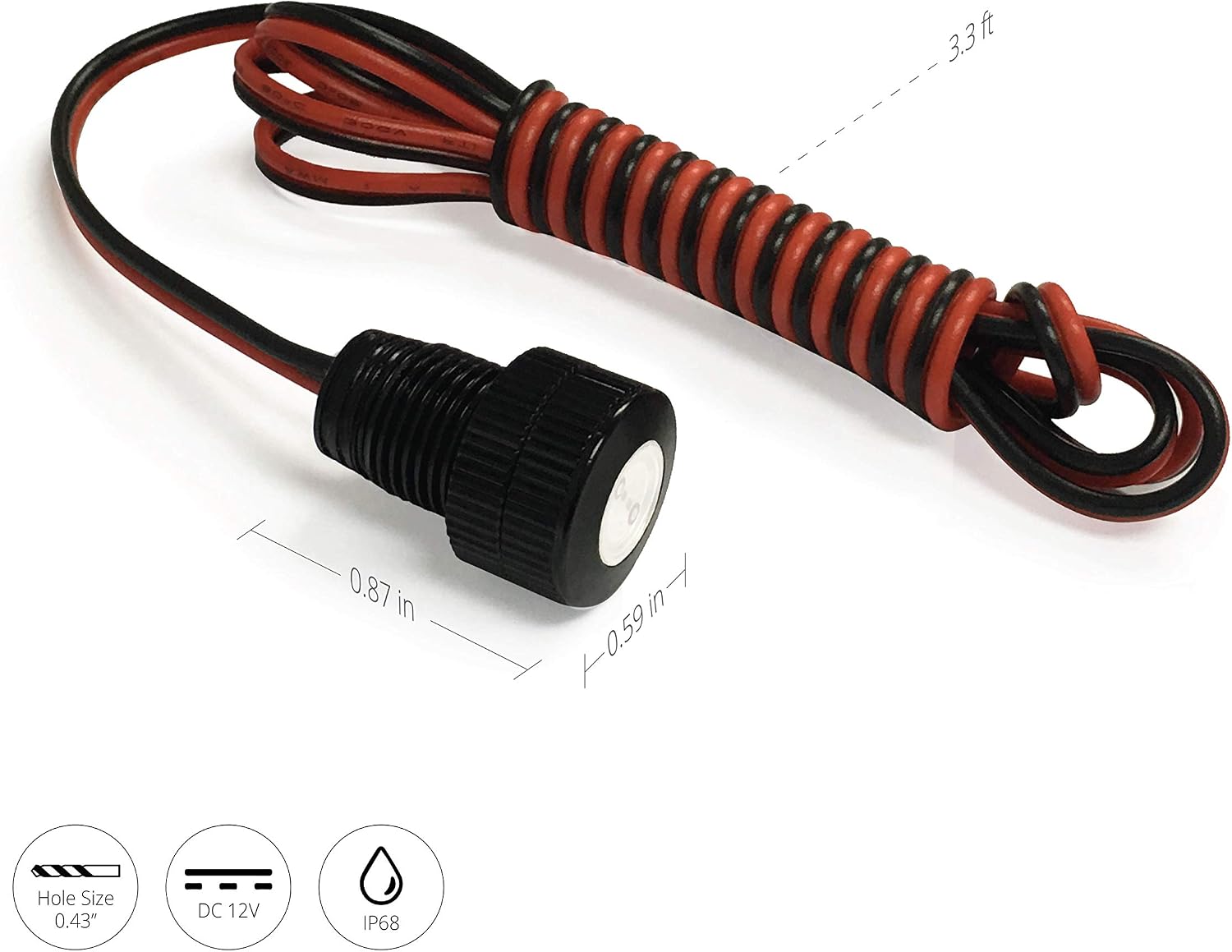 Oznium BRIGHTEST Light Bolt - Flush Mount 12V LED Light for Bumper, Grille, Cars Interior, Dash, Ambient Lighting, Motorcycle w/SLEEK Aluminum Housing & Screw Nut (11 mm Black, Cool White LED)