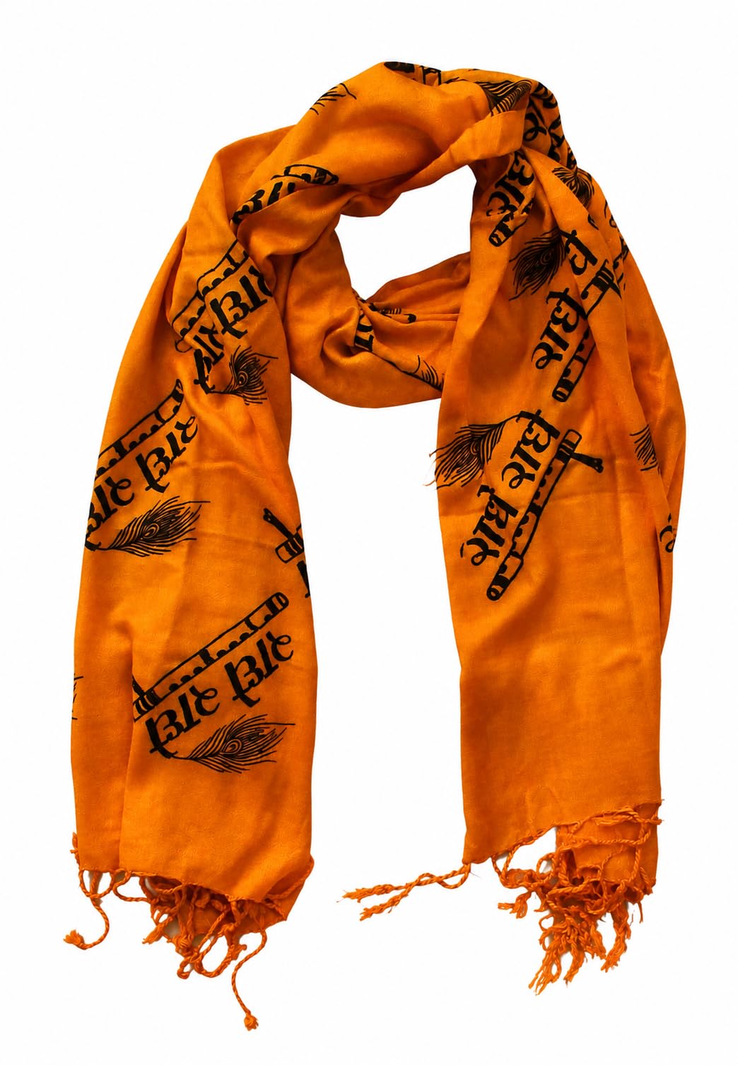 Shri Radha Radhe Printed Religious Stole, Orange, Cotton Blend, Prayer Scarf Dupatta for Men & Women-image-45