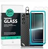 Ibywind Screen Protector Compatible with Sony Xperia 1 V 5G 6.5 inches Pack of 2 Tempered Glass 9H Hardness Metal Camera Protective Film Carbon Fiber Film for the Back